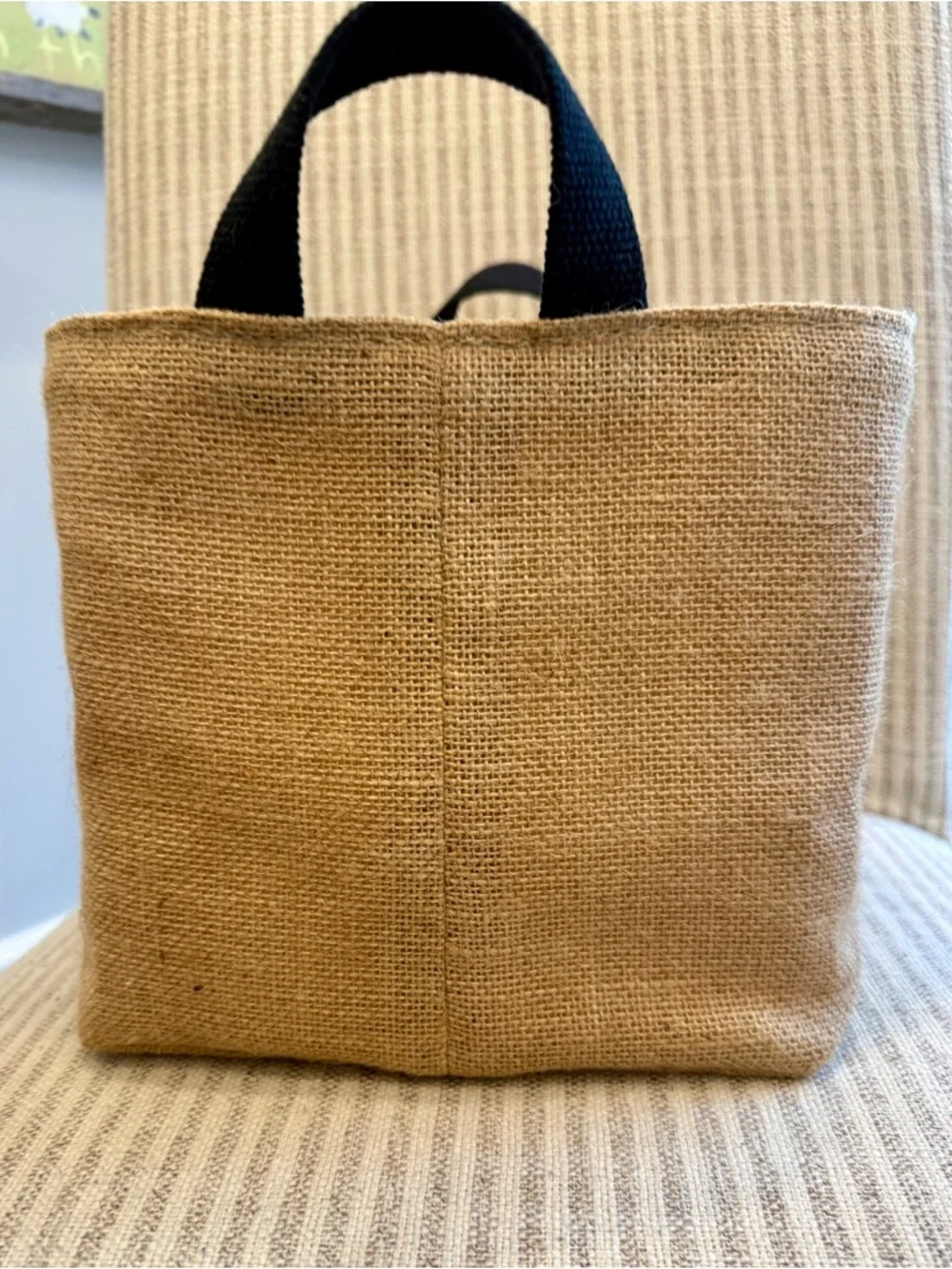 Canvas Mail Storage Basket with Handles - Natural and Black - Picture 3 of 10